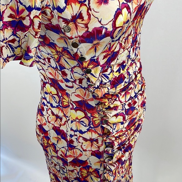 Rabanne Floral Ruched Mini Short-Sleeve Dress, EU 36 - Picture 10 of 13